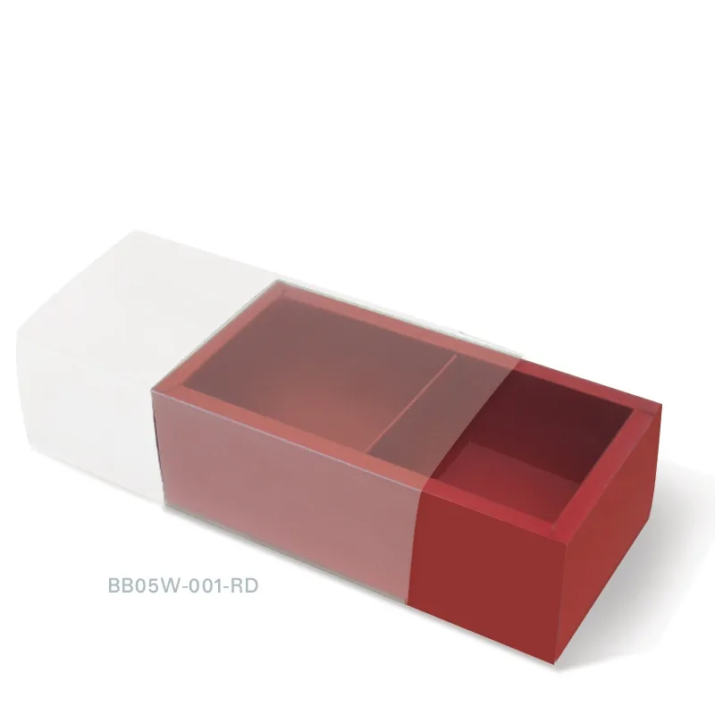 BB05W-001-RD กล่องฝาสไลด์ ฝาขุ่น 6x14x5ซม. สีแดง (1กล่อง)(แถมตัวคั่นแบ่ง2ช่อง)