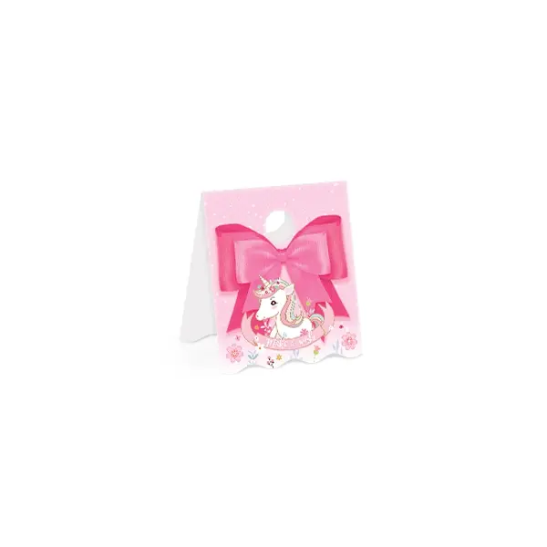 BK05-001 กระดาษปิดถุงขนม 1.5 นิ้ว ยูนิคอร์นชมพู (50แผ่น)