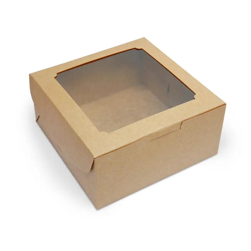 BK19W-K03 กล่องเค้ก 1 ปอนด์ 20x20x9.5 ซม. คราฟท์ 375แกรม (10กล่อง)