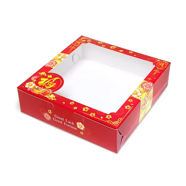 BK22W-036 กล่องบราวนี่ 15 x 15.5 x 4 ซม. คาดทอง(20กล่อง)(ลายจีน)