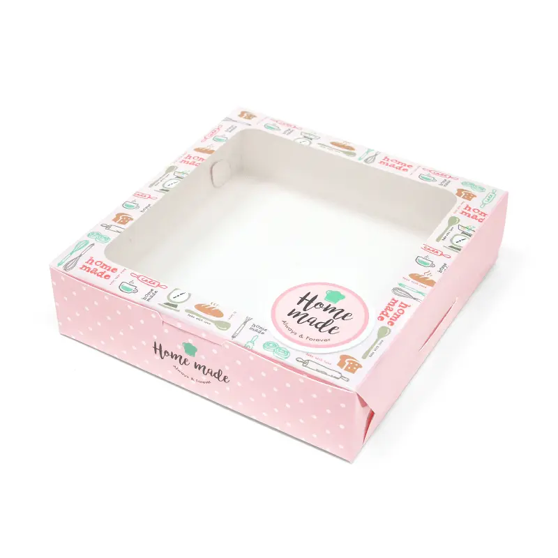 BK22W-037 กล่องบราวนี่ 15 x 15.5 x 4 ซม. ชมพูเครื่องครัว (20กล่อง)