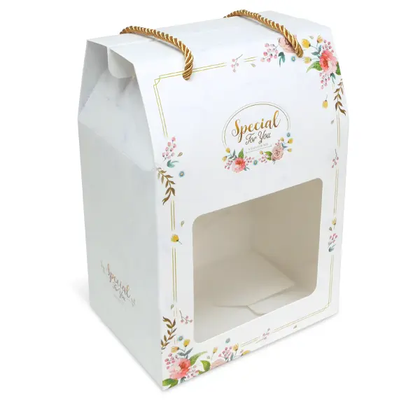 BK41W-008 กล่องหูหิ้ว 12.7x17.3x22 ซม. หินอ่อน (10กล่อง)