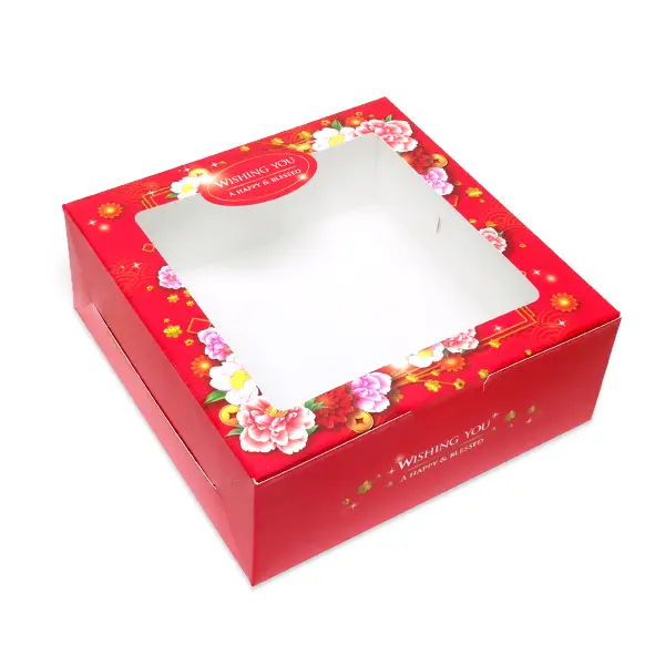 BK85W-007 กล่องทรงแบน ลายจีน 15.5×15.5×6 ซม. (20กล่อง)