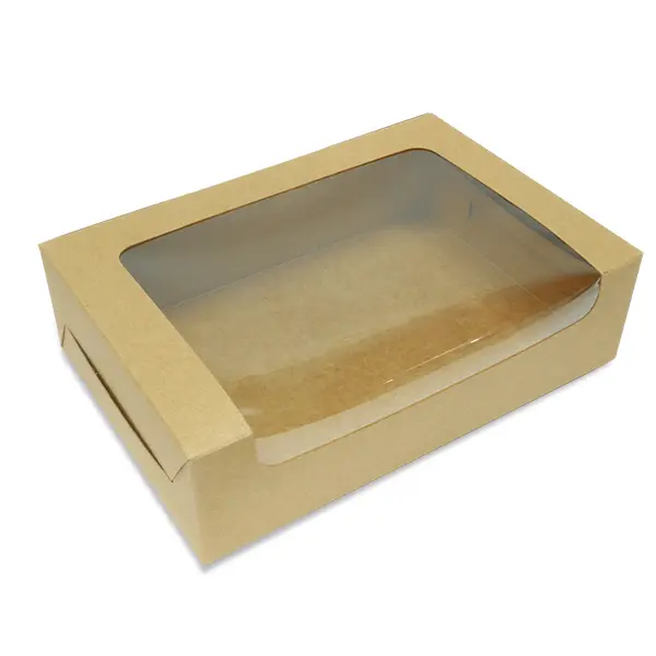 BK86W-K01 กล่องใส่ขนมทรงแบน 22×15×6.2 ซม. คราฟท์ หนา300แกรม(20กล่อง)