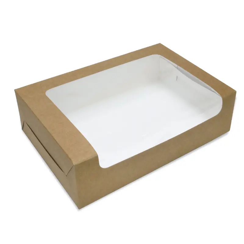 BK86W-K02 กล่องใส่ขนมทรงแบน 22×15×6.2 ซม. คราฟด้านในขาว หนา300แกรม(20กล่อง)