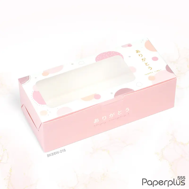 BK88W-016 กล่องท๊อฟฟี่เค้ก 8 x 18 x 5.5 ซม. วงกลมอาริกาโต (20กล่อง)