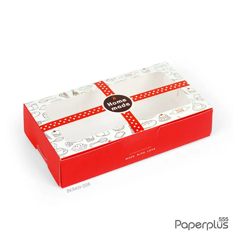 BK94W-006 กล่องขนมทรงแบน 10×18×4 ซม. ขนมเค้ก (20กล่อง)