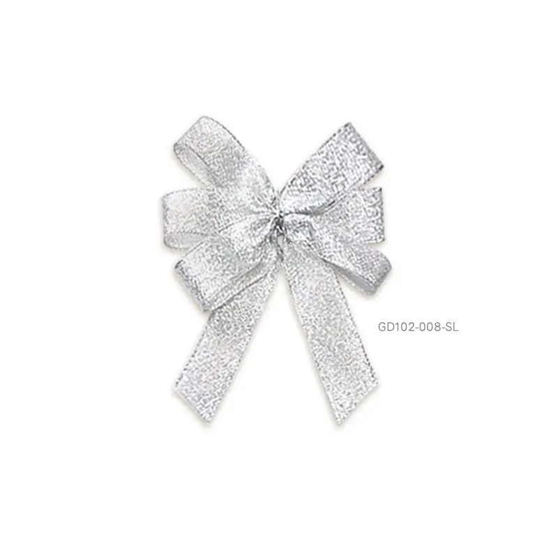 GD102-008-SL โบว์ 6 แฉกสีเงิน 1 ชิ้น โบว์กว้าง 8ซม.