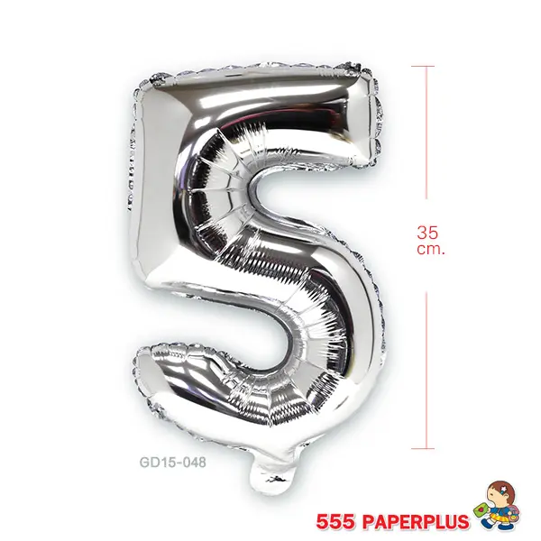 GD15-048 ลูกโป่งฟอยล์ สีเงิน  ตัวเลข 5