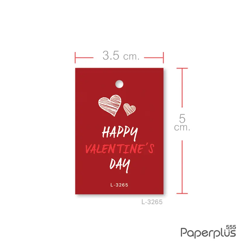 L-LV-3265 Tag หัวใจคู่Valentine พื้นแดง (50แผ่น)