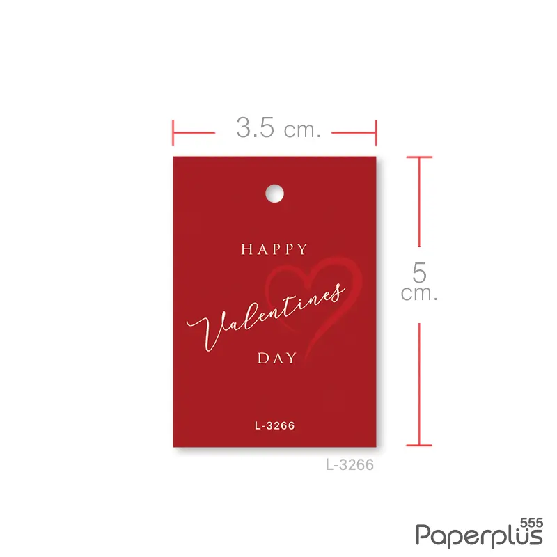 L-LV-3266 Tag หัวใจแดงValentine พื้นแดง (50แผ่น)