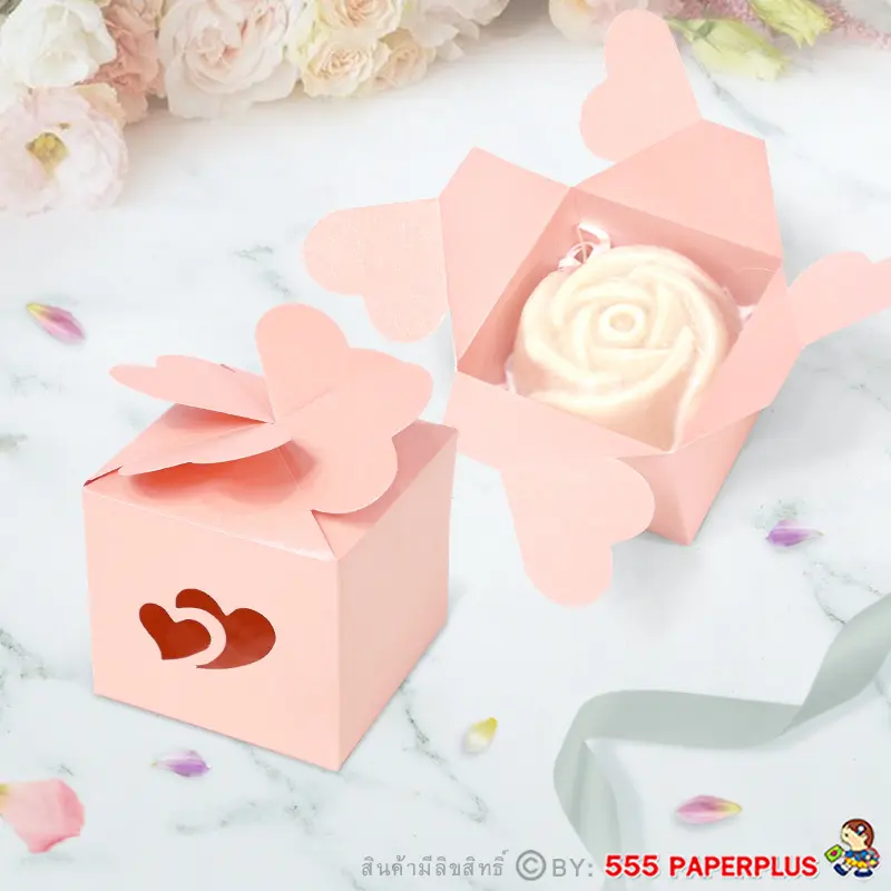 V012W-PI  กล่องจัตุรัส 6×6×5.5 ซม.เมทัลลิค สีชมพู (20กล่อง)