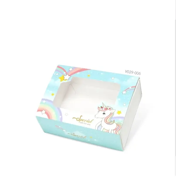 V029-006 กล่องฝาสไลด์ 5.5 × 7.5 × 2.6 ซม. ยูนิคอร์นฟ้า หนา300แกรม(20กล่อง) กล่องใส่สบู่
