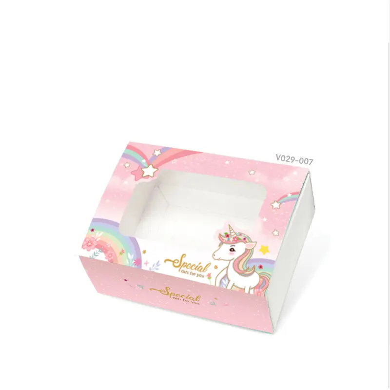 V029-007 กล่องฝาสไลด์ 5.5 × 7.5 × 2.6 ซม. ยูนิคอร์นชมพู หนา300แกรม(20กล่อง) กล่องใส่สบู่