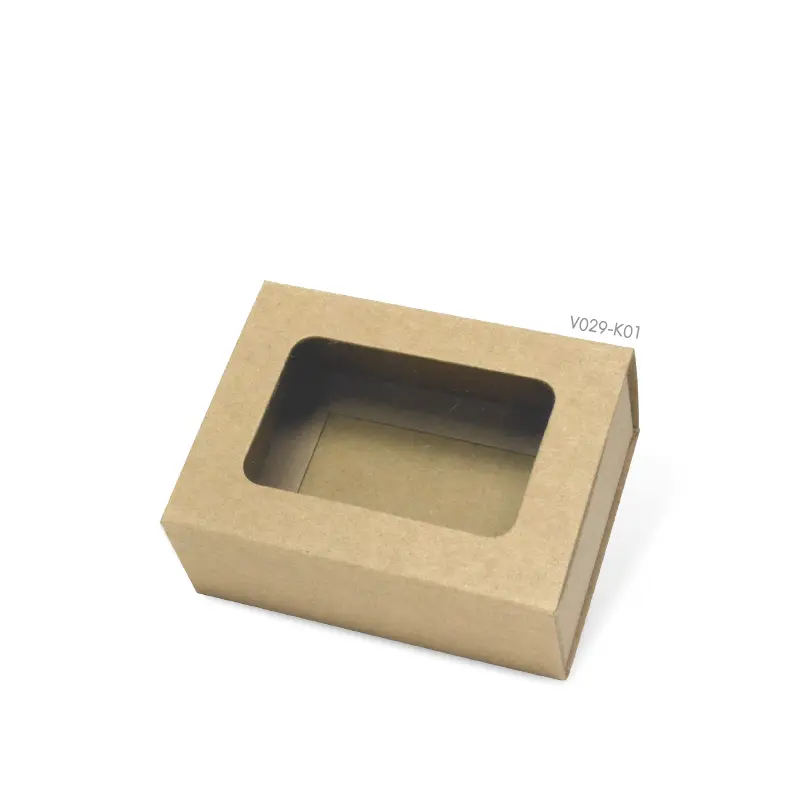 V029-K01 กล่องฝาสไลด์ 5.5 × 7.5 × 2.6 ซม. คราฟท์ หนา300แกรม(20กล่อง) กล่องใส่สบู่