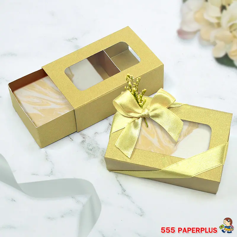 V030W-GO กล่องใส่สบู กล่องของชำร่วย giftset 4.7×8×2.7 ซม. เมทัลลิค ทอง (20กล่อง)