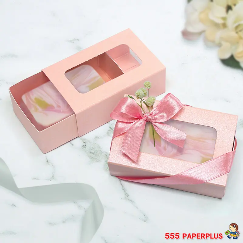 V030W-PI กล่องใส่สบู กล่องของชำร่วย giftset 4.7×8×2.7 ซม. เมทัลลิค ชมพู (20กล่อง)