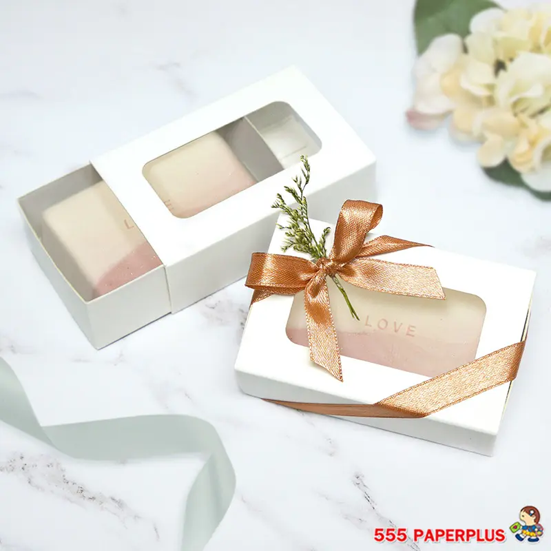 V030-WH1 กล่องใส่สบู่ สีขาว กล่องของชำร่วย giftset 4.7×8×2.7 ซม. (20กล่อง)