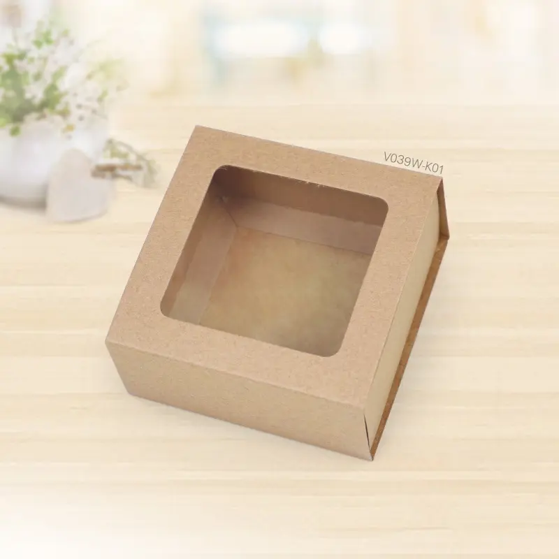 V039W-K01 กล่องลิ้นชัก คราฟท์ 7.5×7.5×3.5cm.คราฟ หนา300แกรม(20กล่อง)