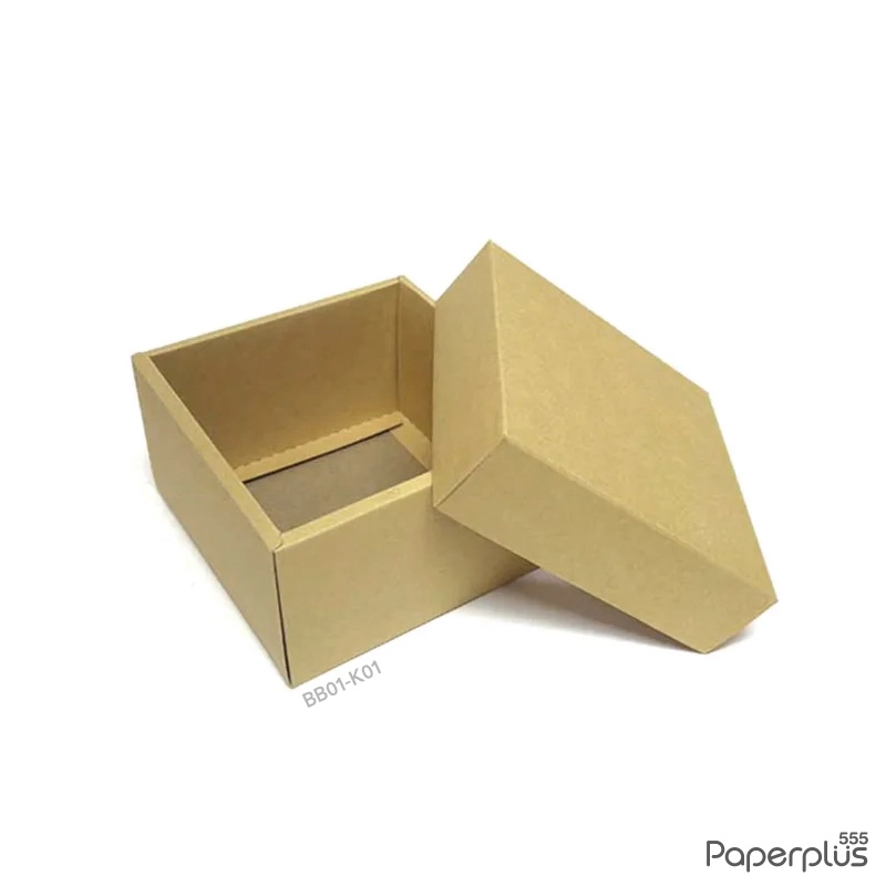 BB01-K01 กล่องฝาครอบ กล่องกระดาษคราฟท์ 11.7 x 11.7 x 7.3 ซม. (1ใบ)