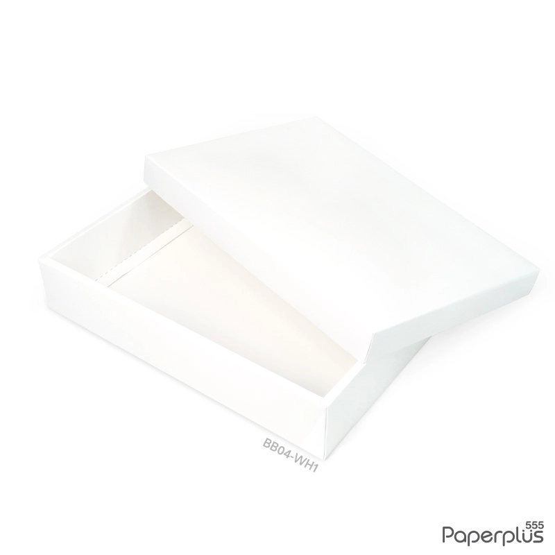 BB04-WH1 กล่องฝาครอบ กล่องกระดาษสีขาว 17.8 x 25.5 x 5 cm. (1ใบ)