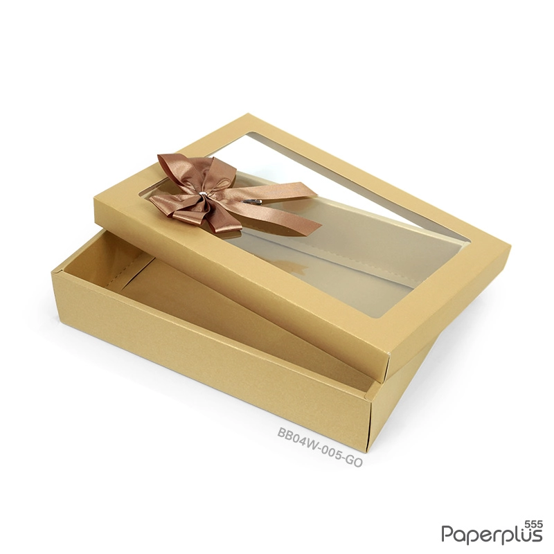 BB04W-005-GO กล่องของขวัญเมทัลลิค สีทอง 17.8 x 25.5 x 5 cm. (1ใบ)