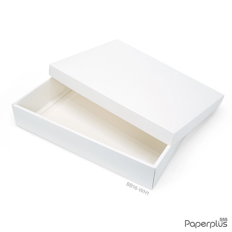 BB16-WH1 กล่องฝาครอบ กล่องกระดาษ ก.24.3 × ย.33.5 × ส.6 ซม. สีขาว (1ใบ)