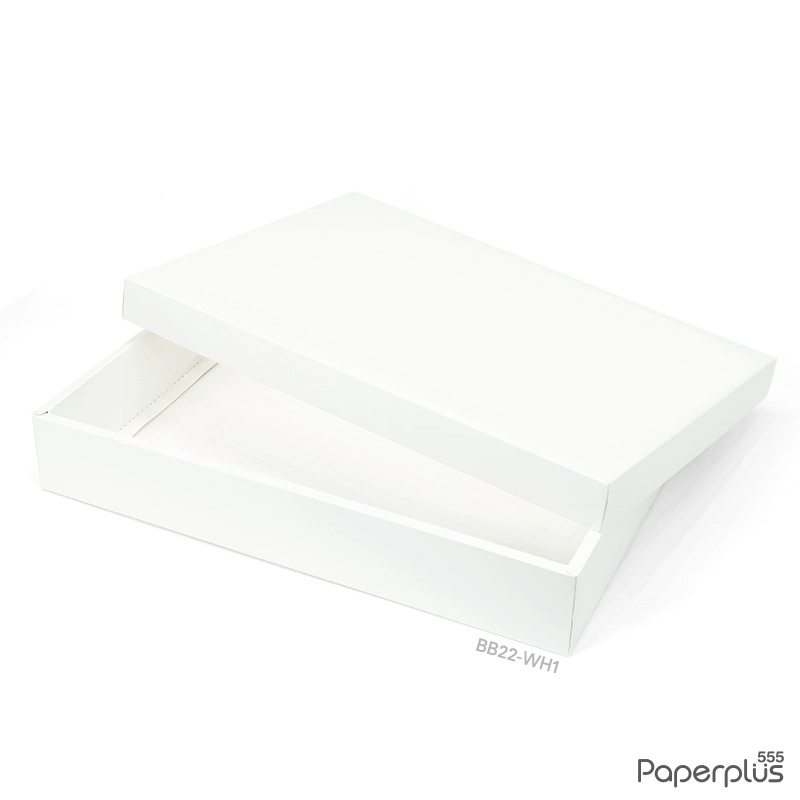 BB22-WH1 กล่องฝาครอบ 27.8X39.5X6.5ซม. ขาว หนา350แกรม(1ใบ)