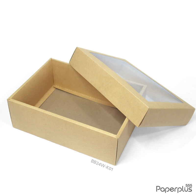 BB24W-K01 กล่องฝาครอบ กล่องกระดาษคราฟท์ 17.8x25.8x9 cm. (1ใบ)