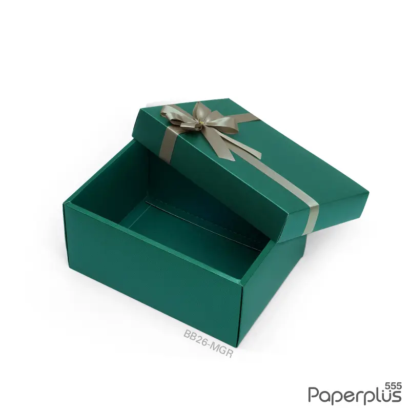 BB26-MGR กล่องของขวัญเมทัลลิค สีเขียวเข้ม 13.6×19.2×9 cm. หนา250แกรม (1ใบ)