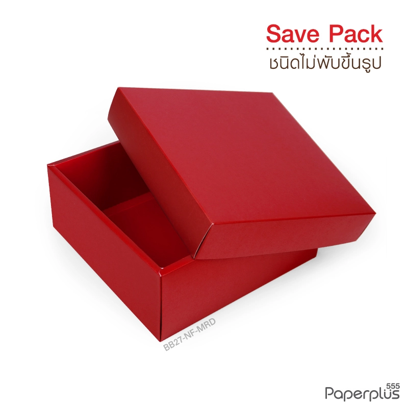BB27-NF-MRD กล่องของขวัญเมทัลลิค สีแดง 21x21x9cm หนา 350แกรม (10กล่องไม่พับขึ้นรูป)