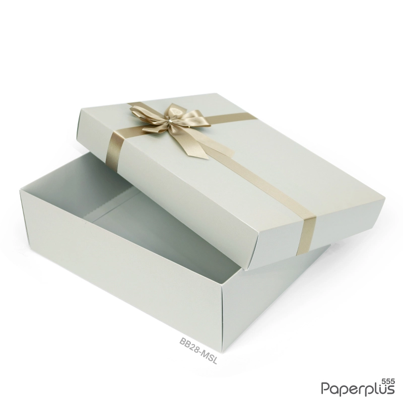 BB28-MSL กล่องฝาครอบ 23×30×9 cm. เมทัลลิค สีเงิน หนา 350แกรม (1ใบ)