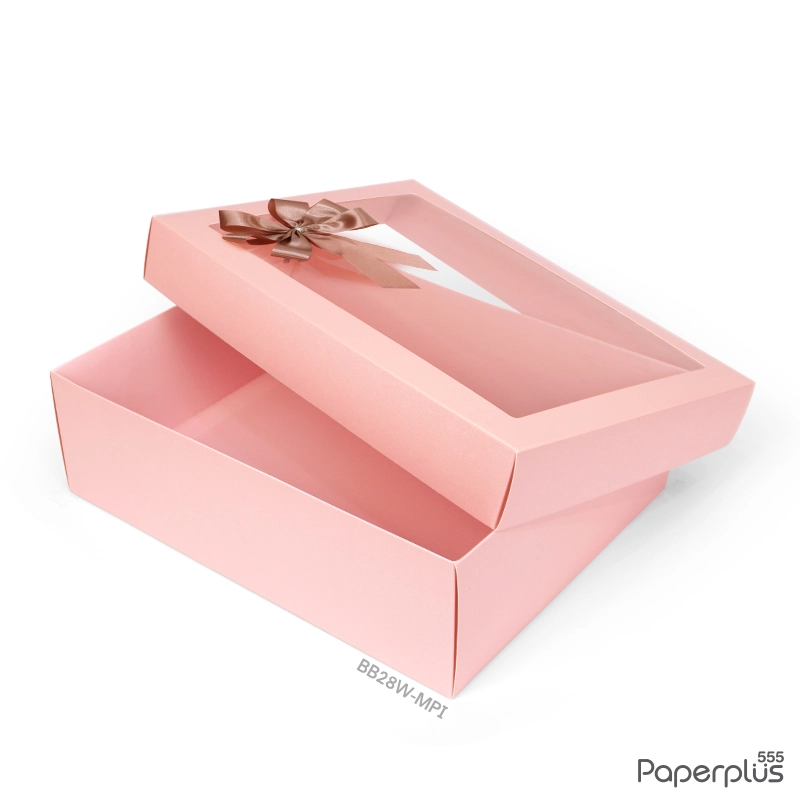 BB28W-MPI กล่องฝาครอบ 23×30×9 cm. เมทัลลิค สีชมพู หนา 350แกรม (1ใบ)