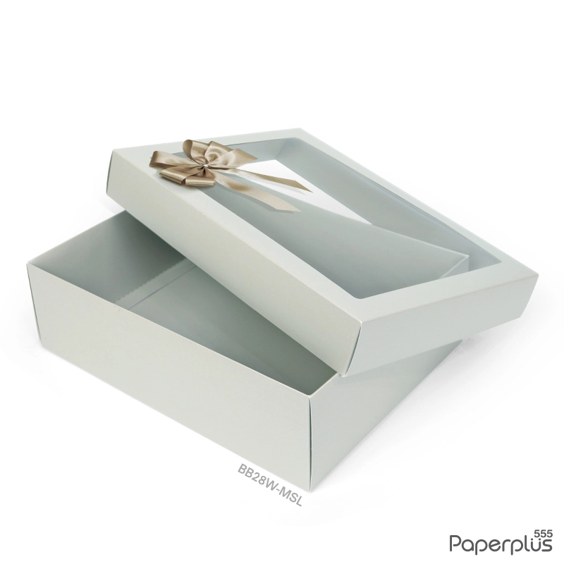 BB28W-MSL กล่องฝาครอบ 23×30×9 cm. เมทัลลิค สีเงิน หนา 350แกรม (1ใบ)
