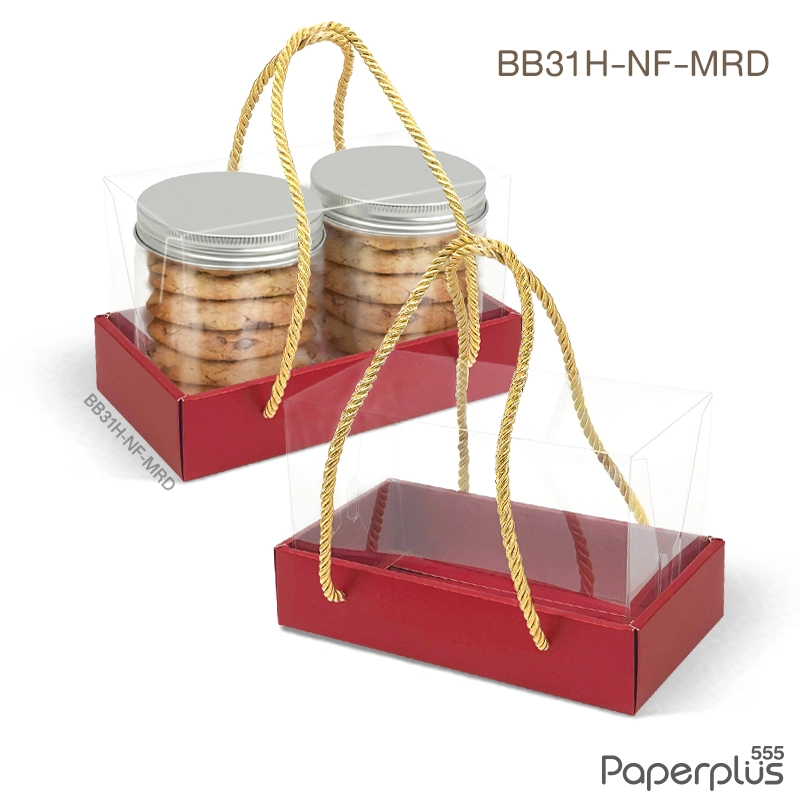 BB31H-NF-MRD กล่องฝาครอบใส 9×18×12 ซม. เมทัลลิค แดง หนา350แกรม (10กล่อง)