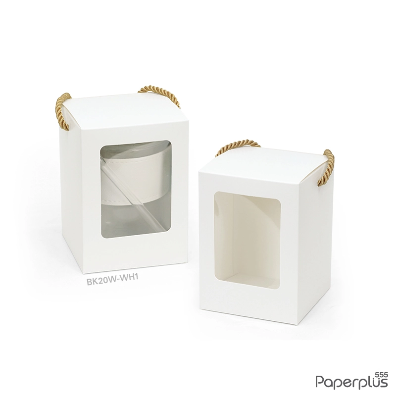 BK20W-WH1 กล่องหูหิ้วใส่แก้ว 9×9×12.5 ซม. ขาว 300แกรม (20กล่อง)