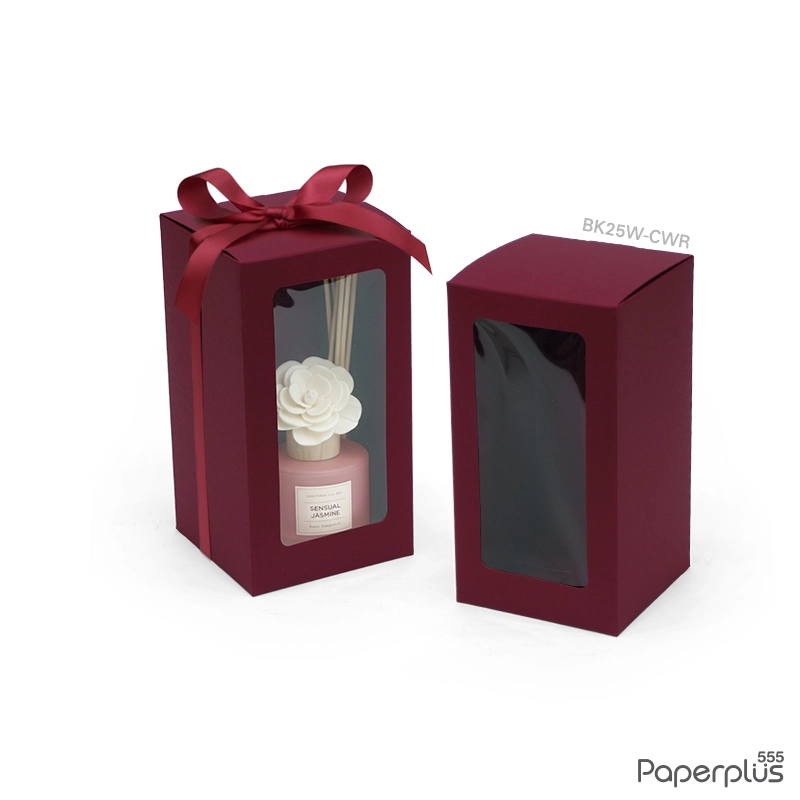 BK25W-CWR กล่องใส่แก้ว ใส่ของชำร่วย 8.5×8.5×16 ซม. การ์ดบอร์ด แดงไวน์ หนา300แกรม (10กล่อง)