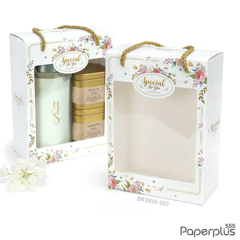 BK98W-001 กล่องหูหิ้ว 8.5×17.5×24 ซม. ลายหินอ่อน หนา300แกรม (10กล่อง)