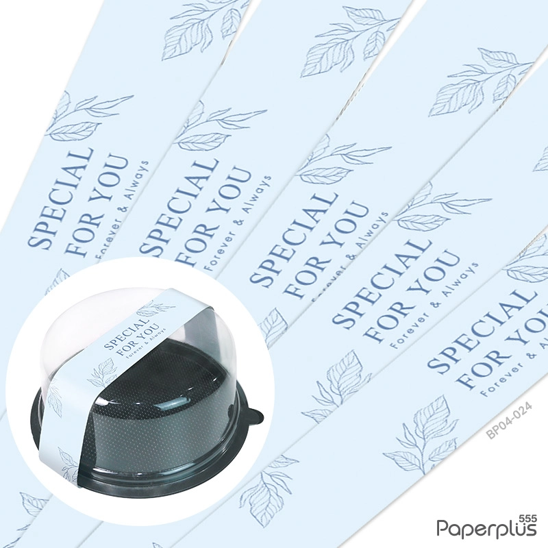 BP04-024 สายคาดกล่องขนม กว้าง 4.2 ยาว 54 ซม. ฟ้าใบไม้เส้น (50แผ่น)