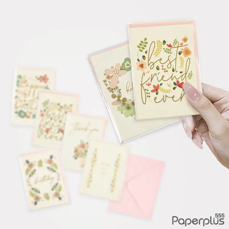 IC01-02 การ์ด2103ปั้มทอง 9.5×13.5cm. พื้นขาว (สุ่มคละลาย10ถุง/แพ็ค)