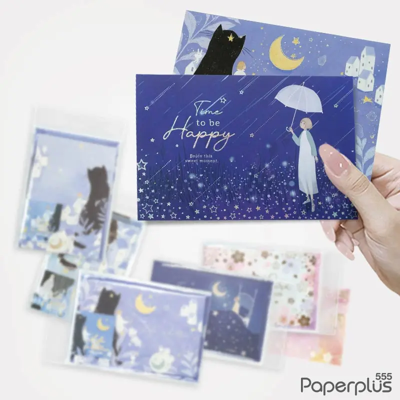 IC01-08 การ์ดปั้มเงินทองซองไข 9.5×14cm. (สุ่มคละลาย10ถุง/แพ็ค)