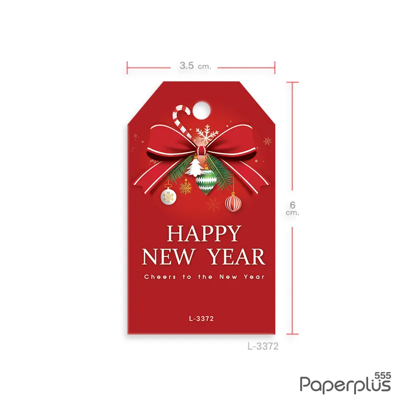 L-NY-3372 Tag ตัดมุม 3.5x6 ซม. บอลประดับ (50แผ่น)