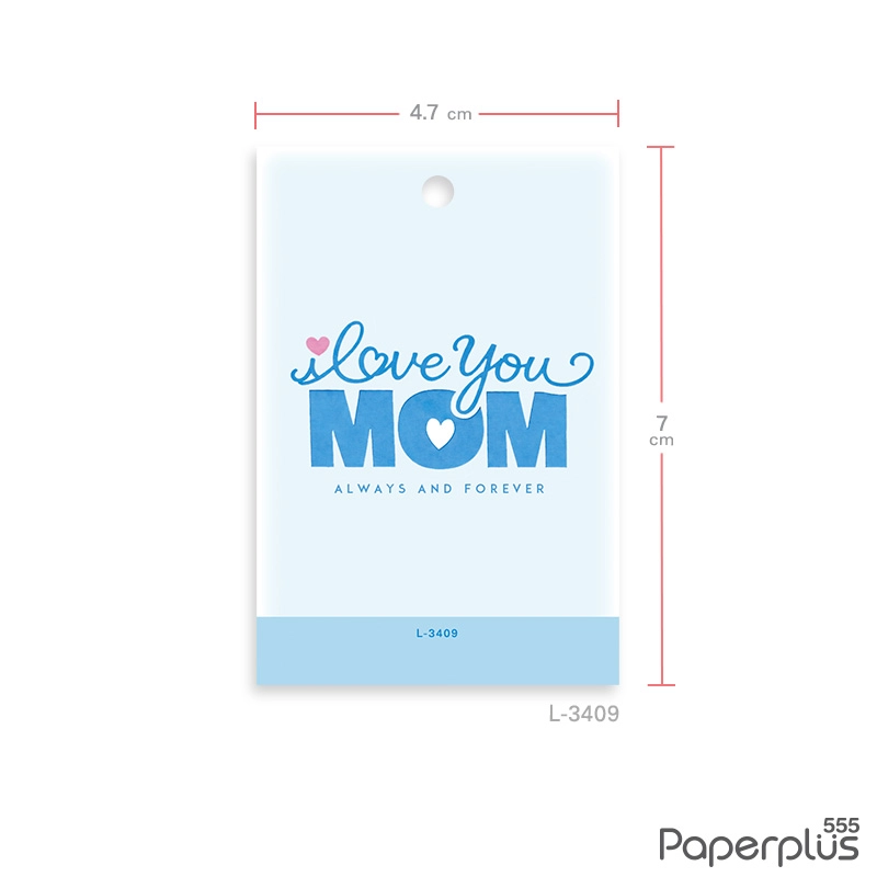L-LM-3409 Tagวันแม่ ผืนผ้า 4.7x7 ซม. Love you Mom (50แผ่น)
