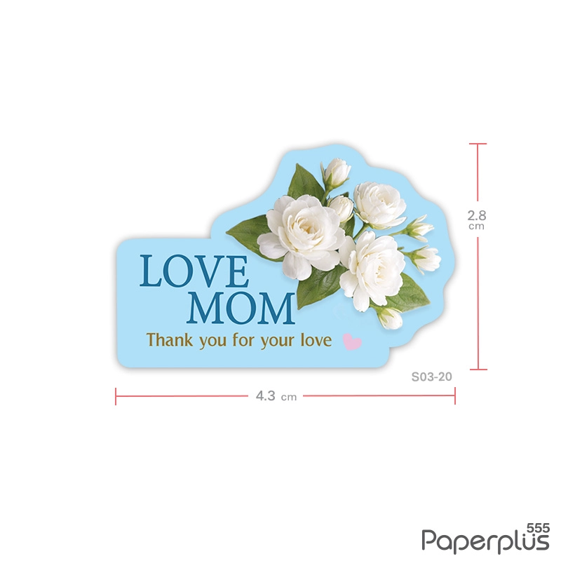 S03-LM-20 สติ๊กเกอร์ วันแม่ 4.3×2.8 ซม. Love mom (36 ดวง)