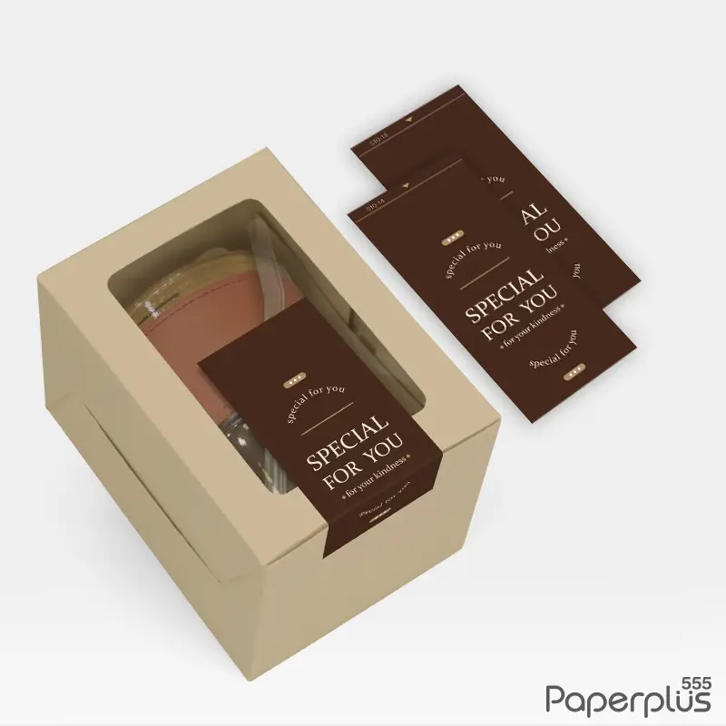 S10-GE-14 สติ๊กเกอร์ผืนผ้า 4.3×9.4cm. น้ำตาล Special for you (18แผ่น)