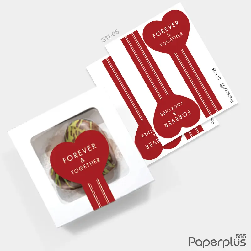 S11-VT-05 สติ๊กเกอร์วาเลนไทน์ 4×9.4 cm. สายคาด Forever&Together (20ดวง)