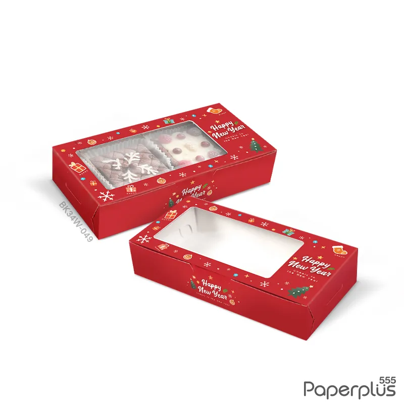 BK34W-049 กล่องบราวนี่ 15×7.5×3 ซม. ของขวัญปีใหม่ (20กล่อง)(NEW YEAR)