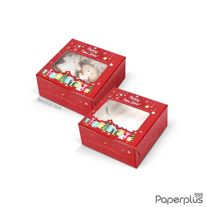 BK93W-005 กล่องบราวนี่ทรงสูง 9×9×4 ซม.( 20กล่อง)(NEW YEAR)