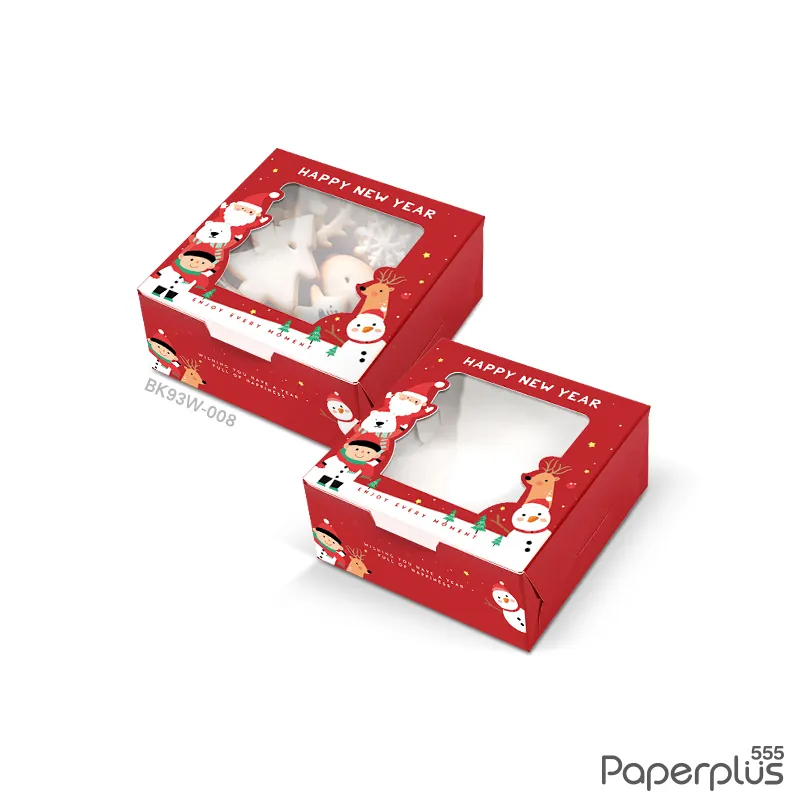 BK93W-008 กล่องบราวนี่ทรงสูง 9×9×4 ซม. ตัวการ์ตูน( 20กล่อง)(NEW YEAR)