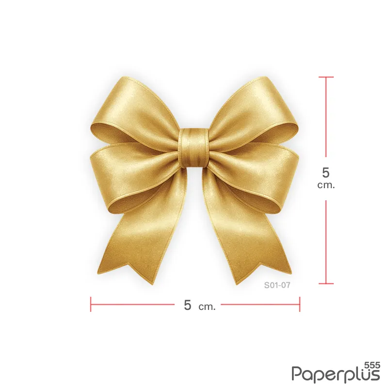 S01-GE-07 สติ๊กเกอร์โบว์ 5x5 ซม. สีทอง (20ดวง)